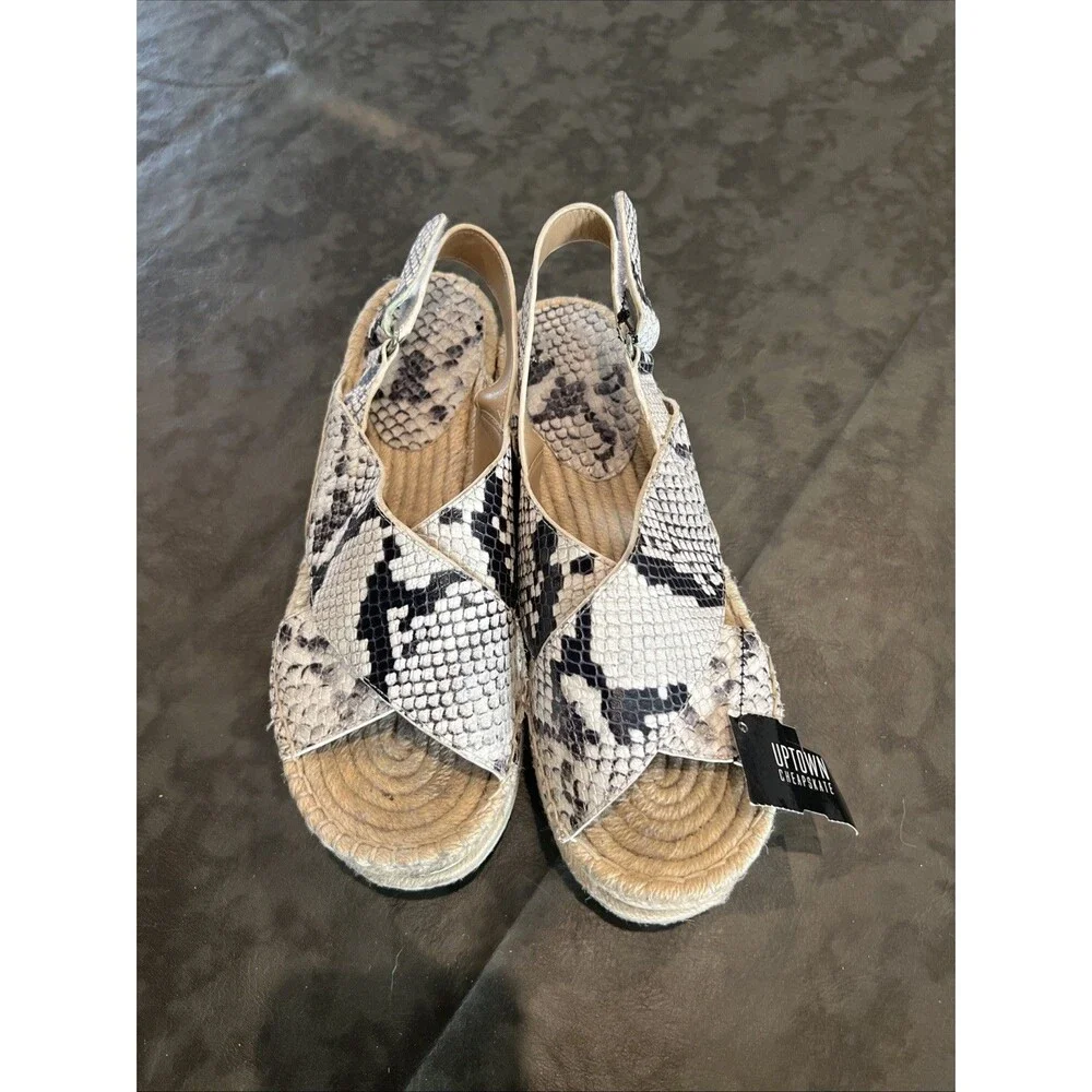 Mark Fisher snake Leather Espadrill Platform sandal Sz8 Y2K Boho Cottage Animal